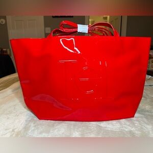 Carolina Herrera Good Girl Red Faux Patent Leather Tote Bag